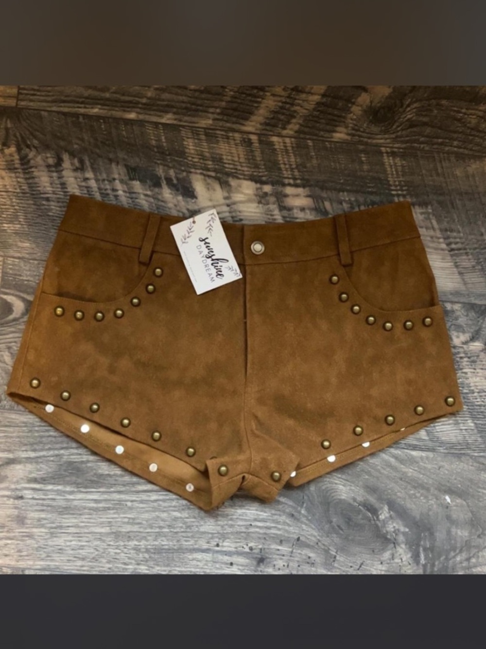 Studded Suede Brown Women's Shorts